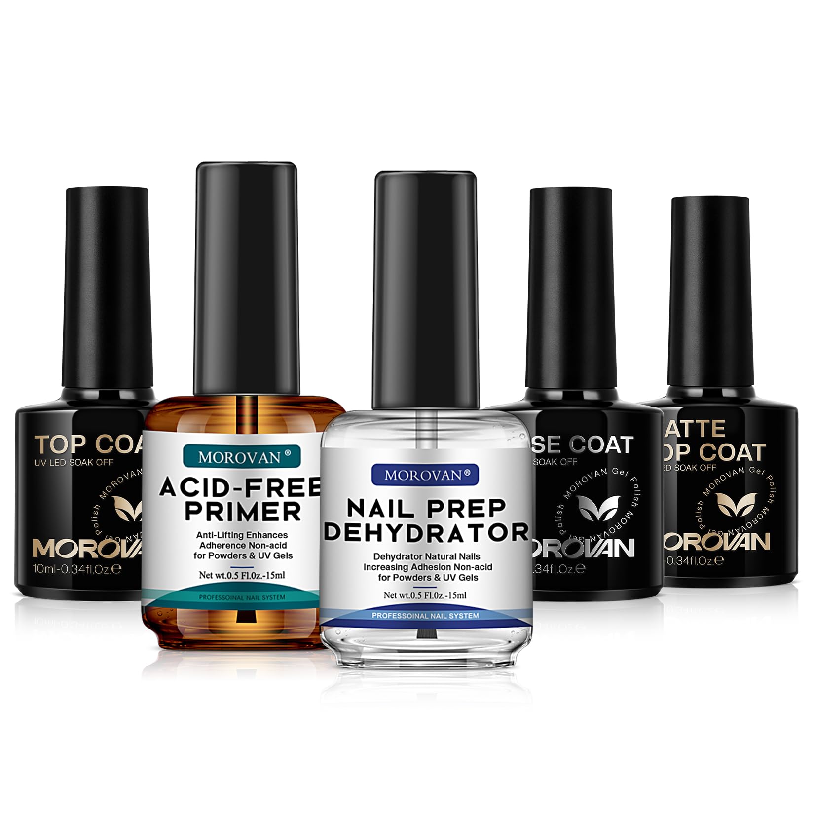 Morovan nail dehydrator-primer 15ml bottle ready for oil-free prep and adhesion