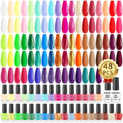 Morovan nail polish set 48 colors display a vibrant spectrum for versatile outfits