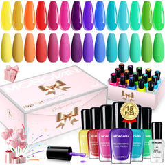 Morovan nail polish set with bright rainbow colors for bold, long-lasting manicures