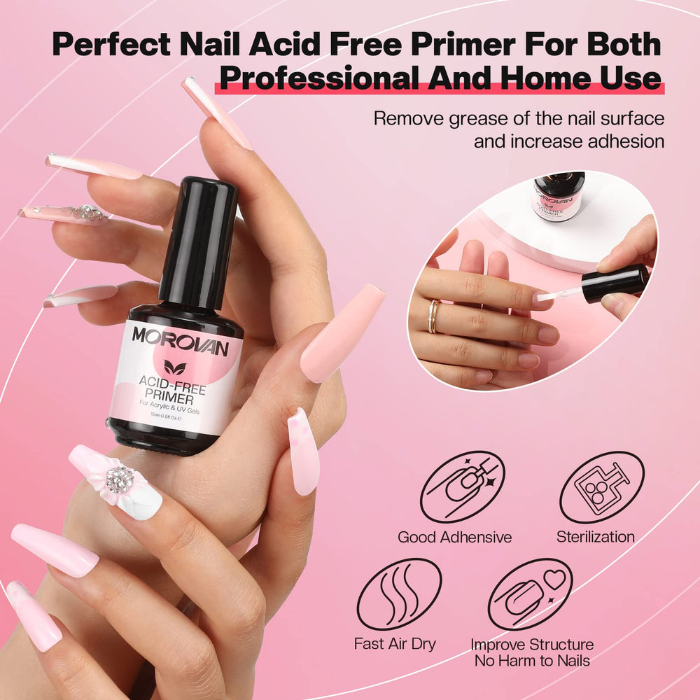 Morovan primer base applied on nail to set the foundation.