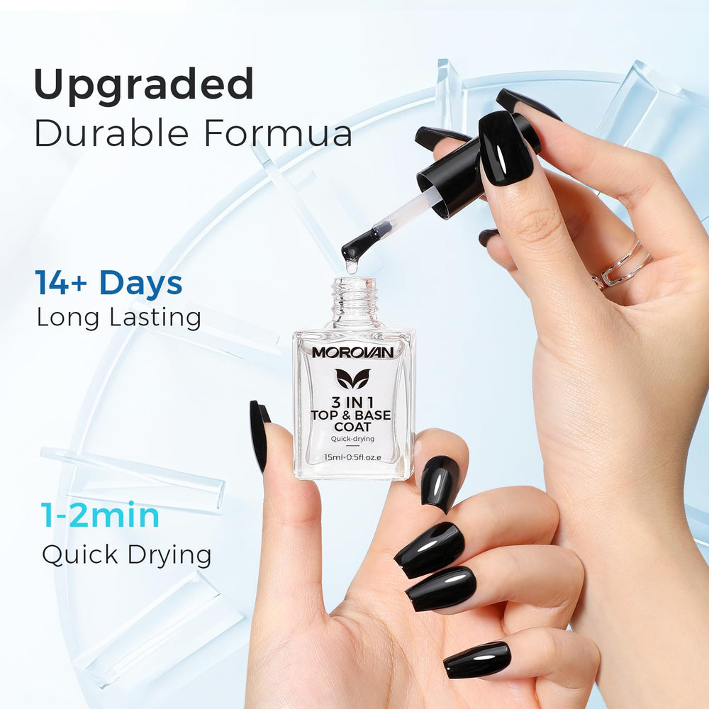 Morovan nail shine finish adds natural radiance.