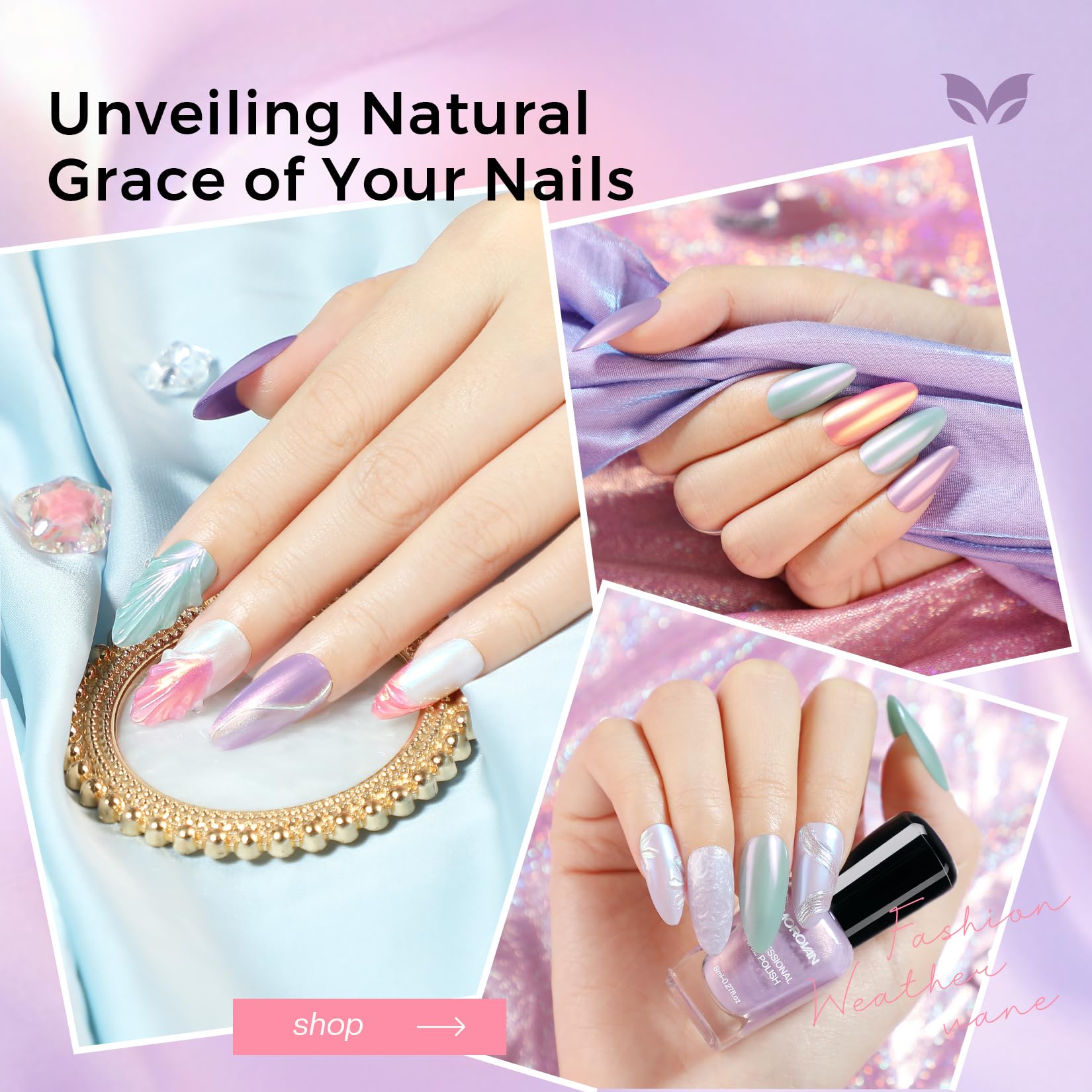 Morovan pink pearl shimmer nail polish for soft luminous nails