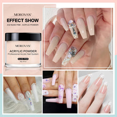 Morovan pink acrylic powder enables soft, chic shades with easy blending