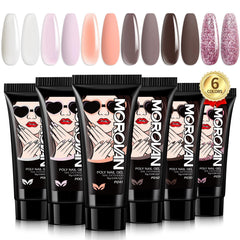 Morovan Poly Gel Color Pink Nude Pack for at-home salon nails.