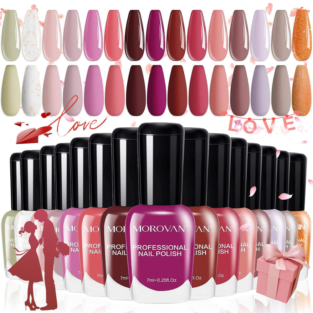 Morovan Rose Nail Polish Set Burgundy Rich Gloss for elegant evenings and long-lasting color.