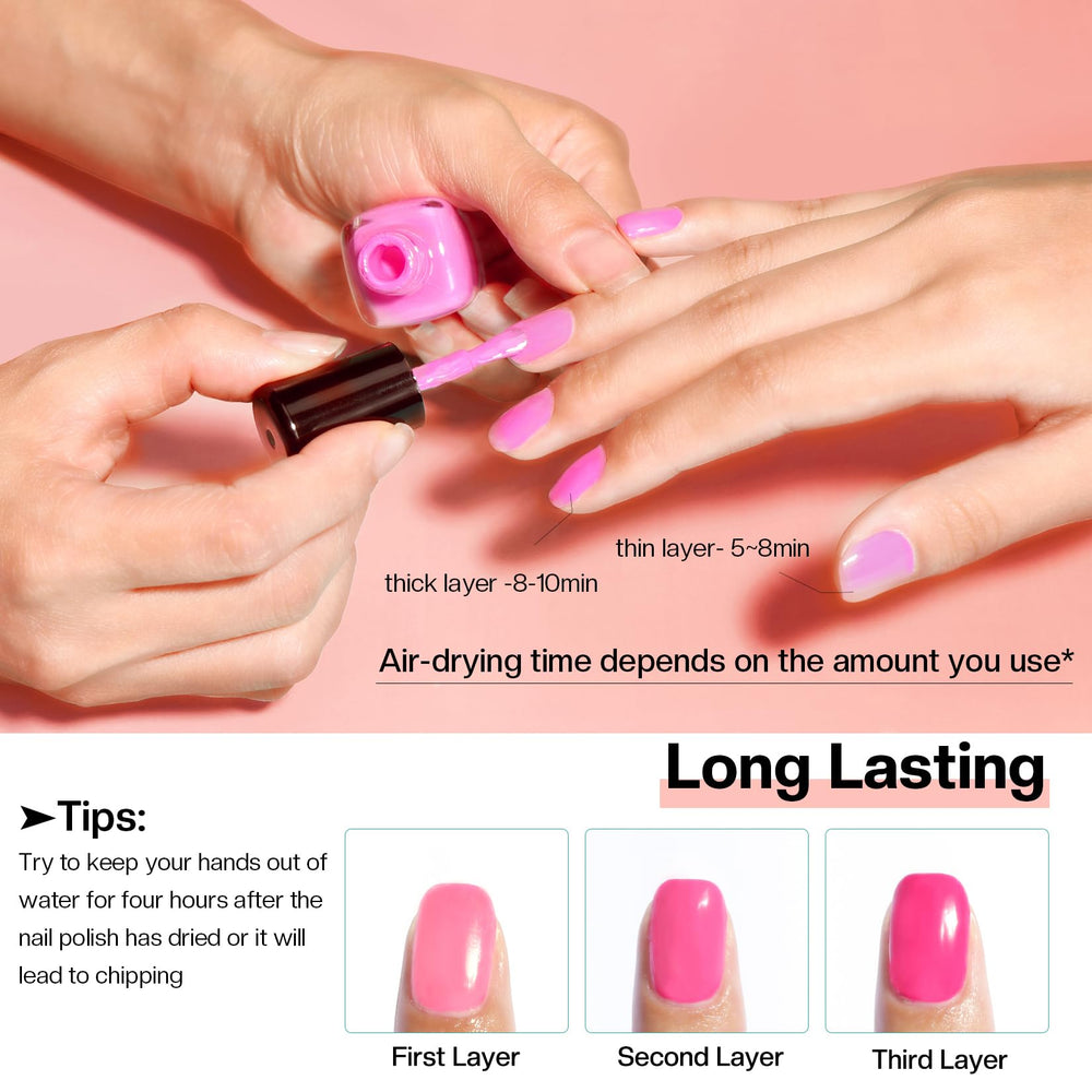 Morovan Rose Nail Polish Set Hot Pink Gloss for playful looks.