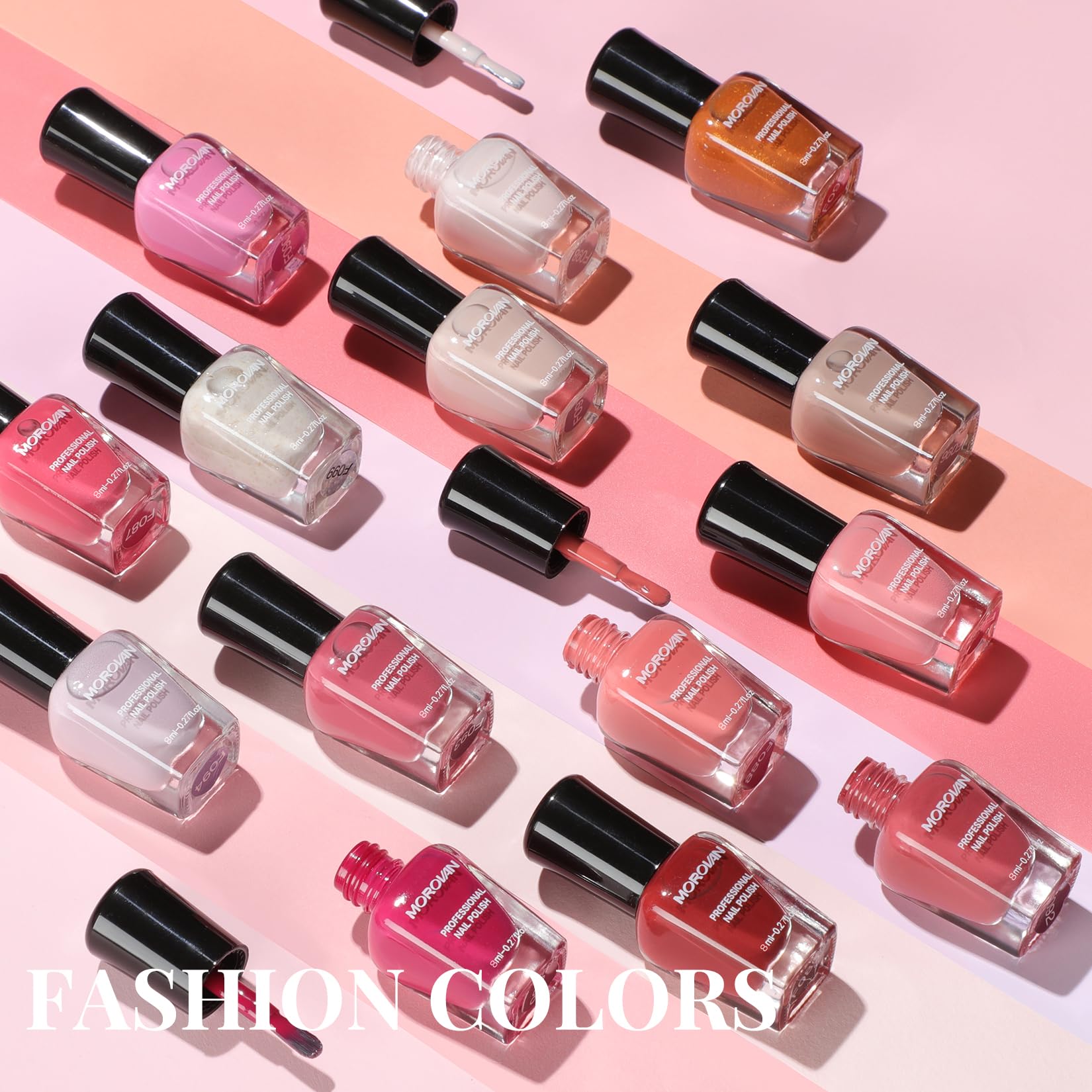 Morovan Rose Nail Polish Set Quick Dry Application for fast glossy results.