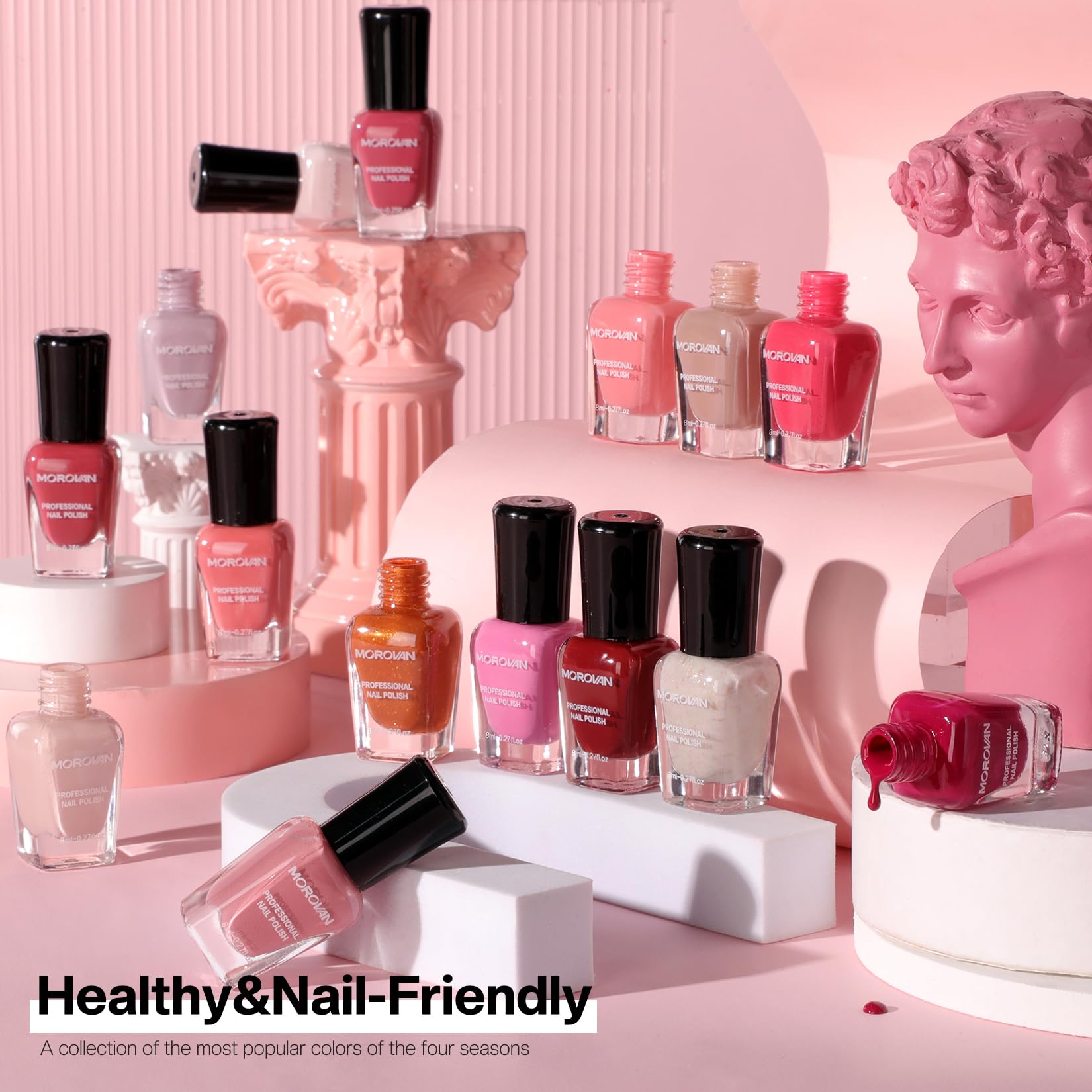 Morovan Rose Nail Polish Set Wine Red Gloss for vibrant daily wear.