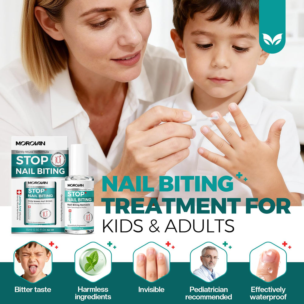 Morovan thumb-sucking deterrent applied on a child's nail.