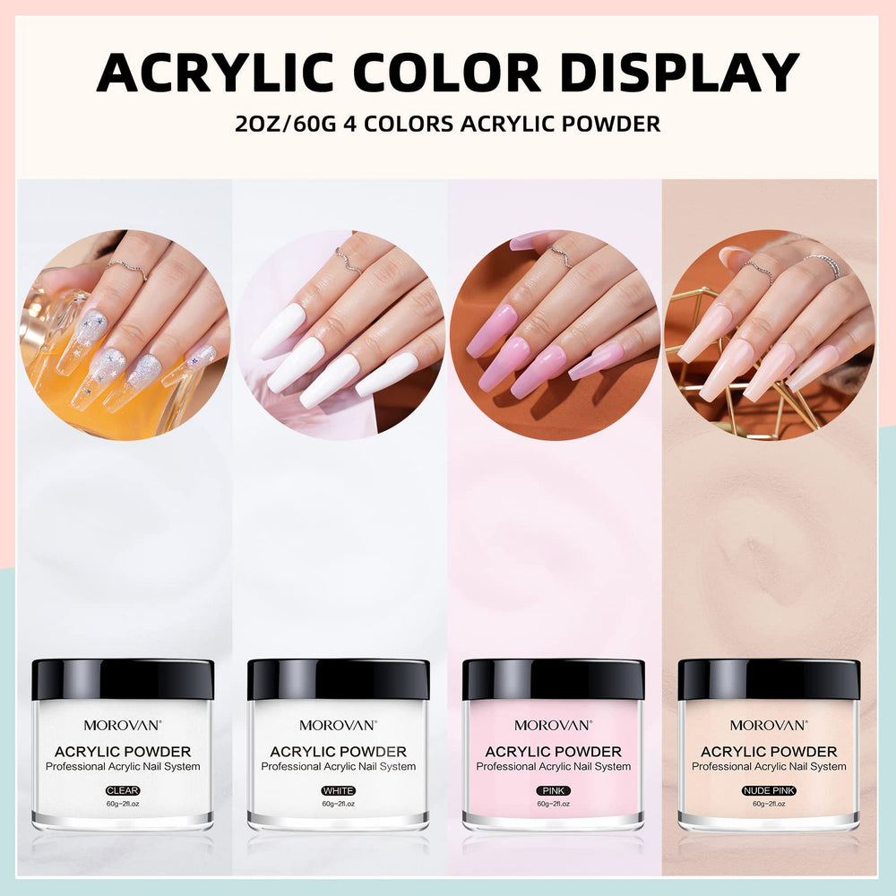 Morovan white acrylic powder for clean French tips and crisp nail art