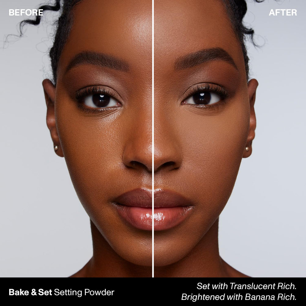 MORPHE Bake & Set powder used with a brush for lightweight, even application.