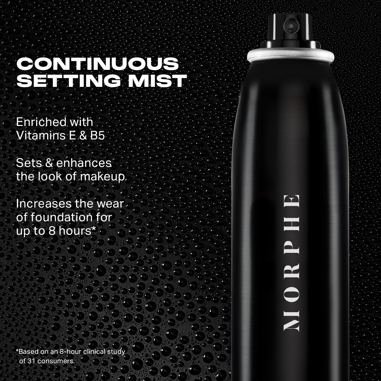 MORPHE Continuous Setting Mist held 8-10 inches for optimal application