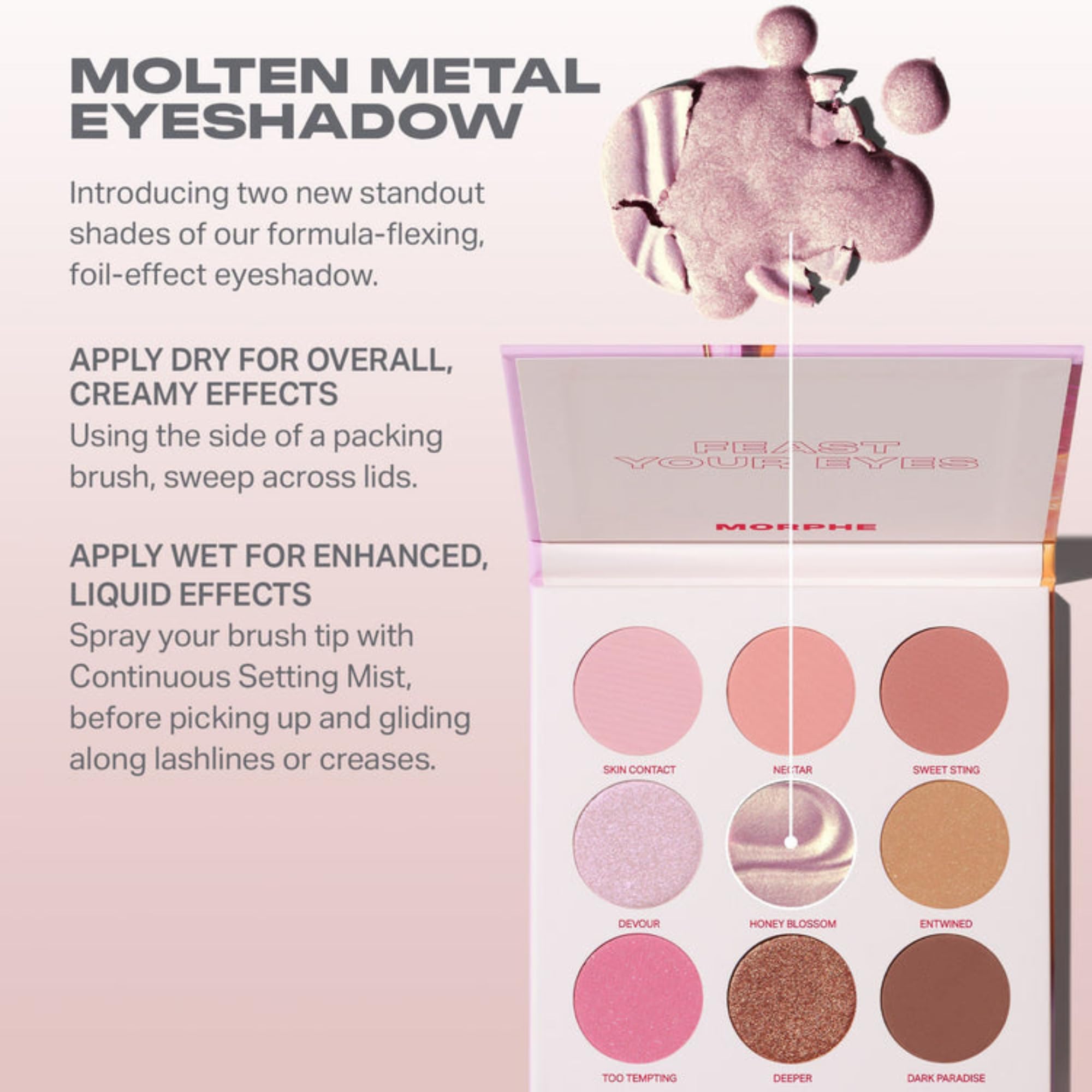 MORPHE Forbidden Honey lid swatch displaying vibrant color payoff
