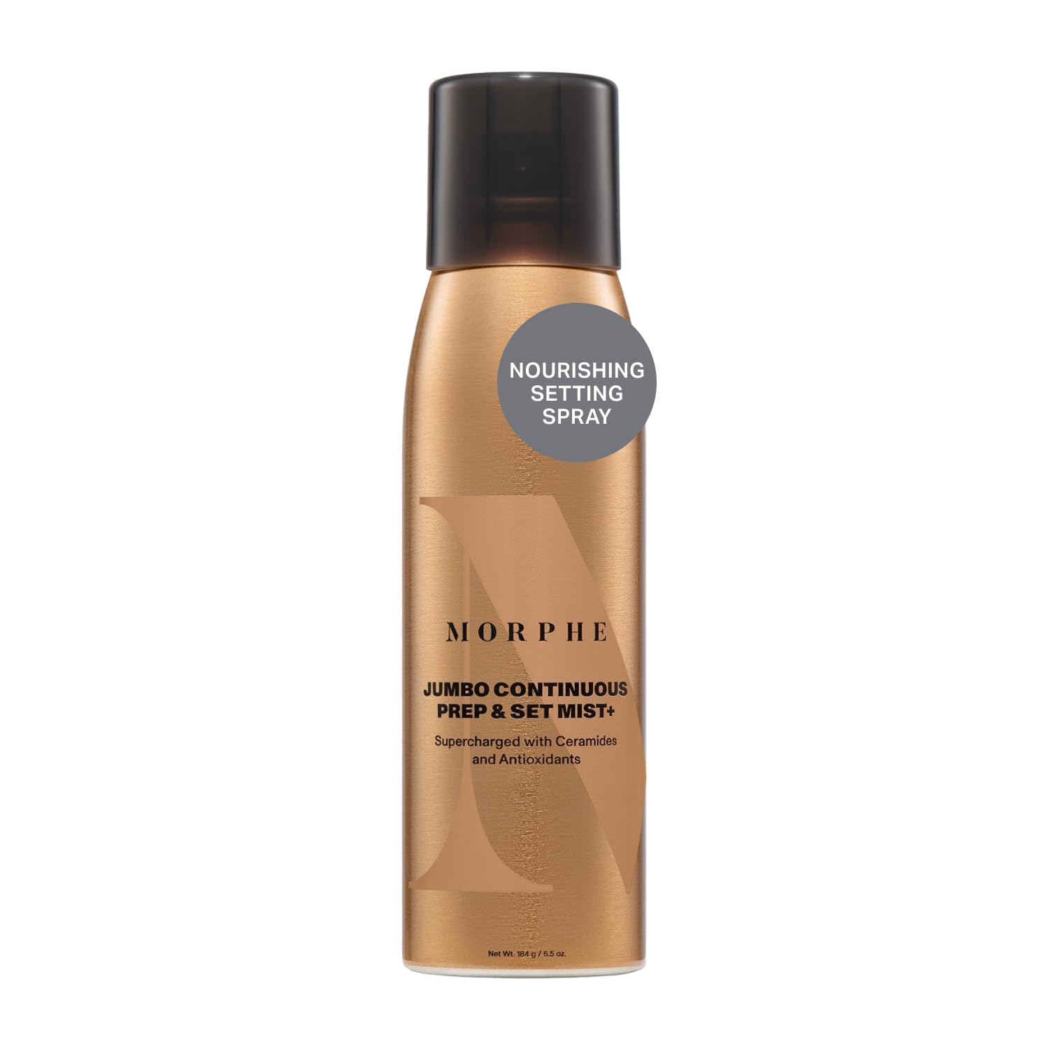 Morphe Jumbo Continuous Prep and Set Spray bottle shown for skin prep and makeup setting