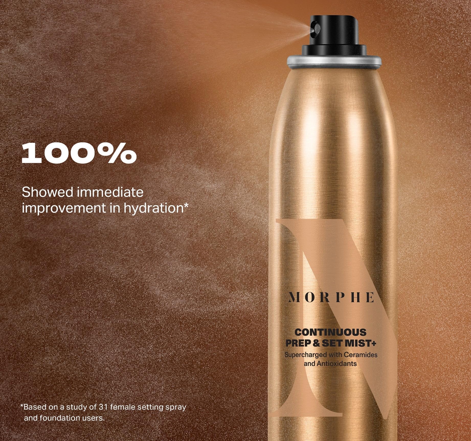 Morphe Jumbo Continuous Prep and Set Spray yields a radiant glow on skin