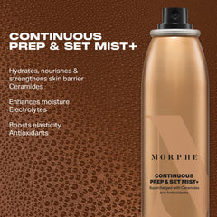 Morphe Jumbo Continuous Prep and Set Spray label detail highlights ceramides