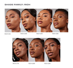 Foundation blended on skin delivering natural glow and balanced moisture throughout wear