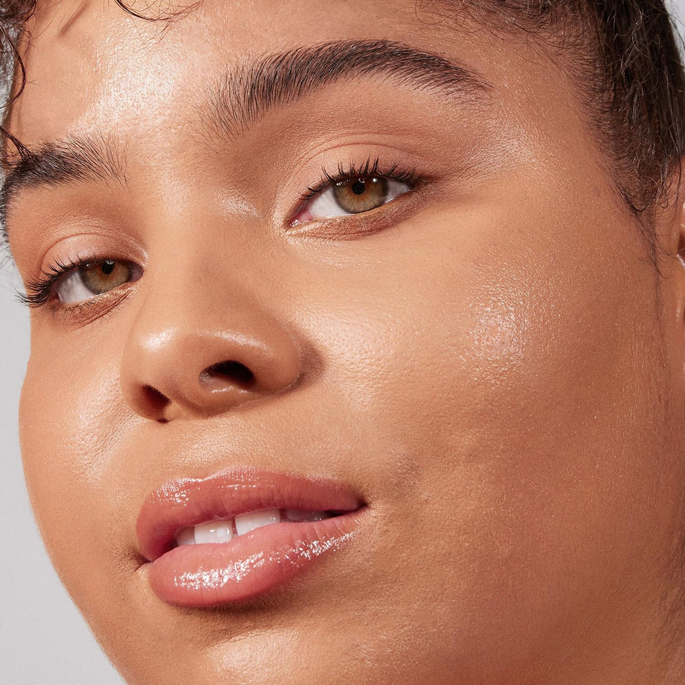Close-up of Morphe Lightform HydroRelief ingredients highlighting moisture and glow.