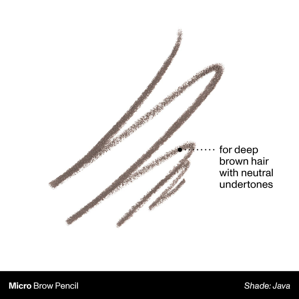 Morphe Micro Dual Eyebrow Pencil Java shade swatch for color-true brows.