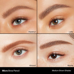 MORPHE Micro Dual Brow Pencil Latte swatches reveal rich, buildable color options