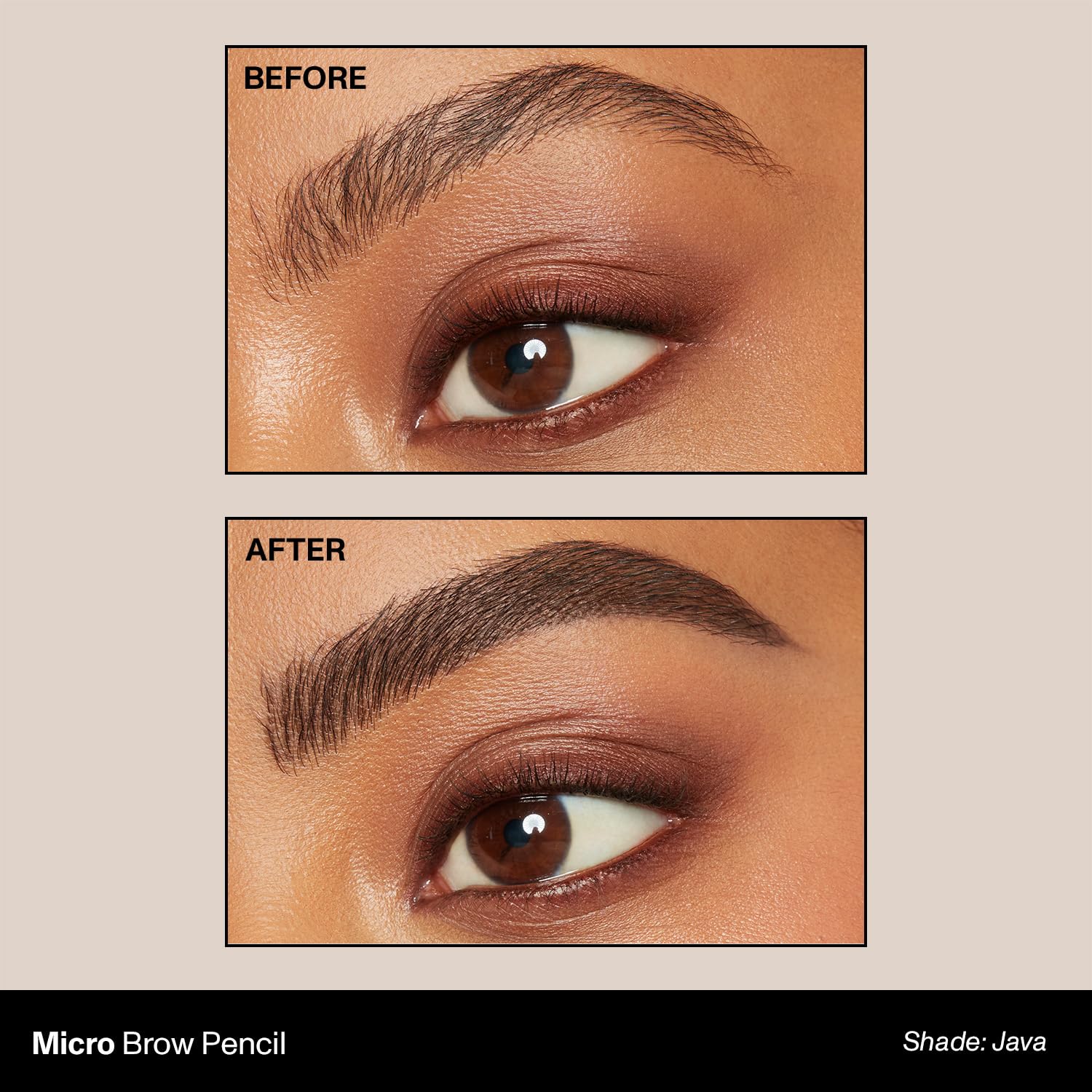 Morphe Micro Dual Eyebrow Pencil spoolie blending for a soft, natural finish.