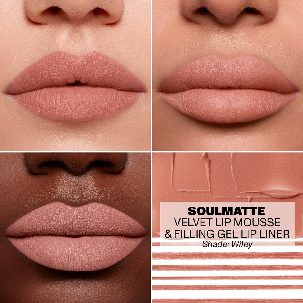 Morphe Soulmatte oil infused liner nourishes lips during wear.