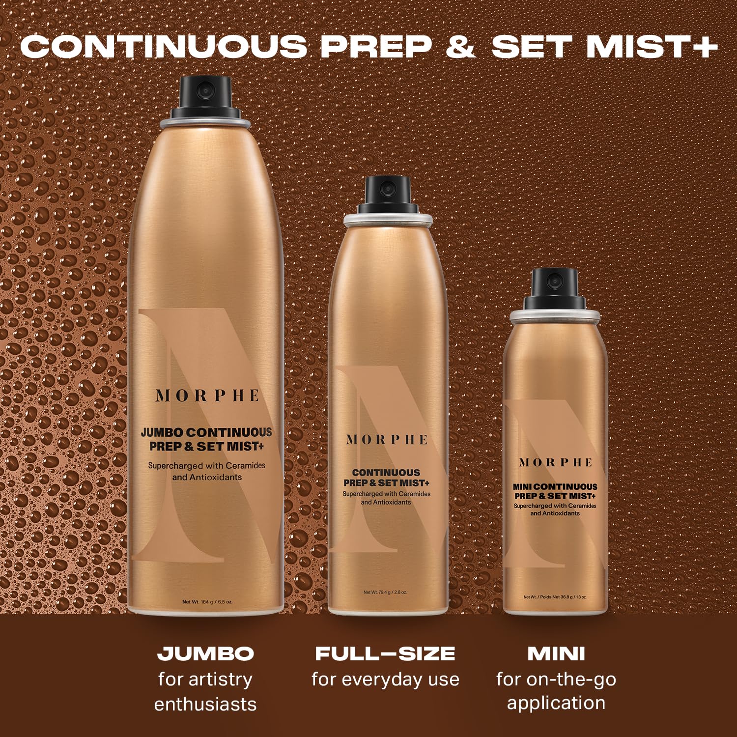 Morphe travel-size setting spray for on-the-go hydration and hold.