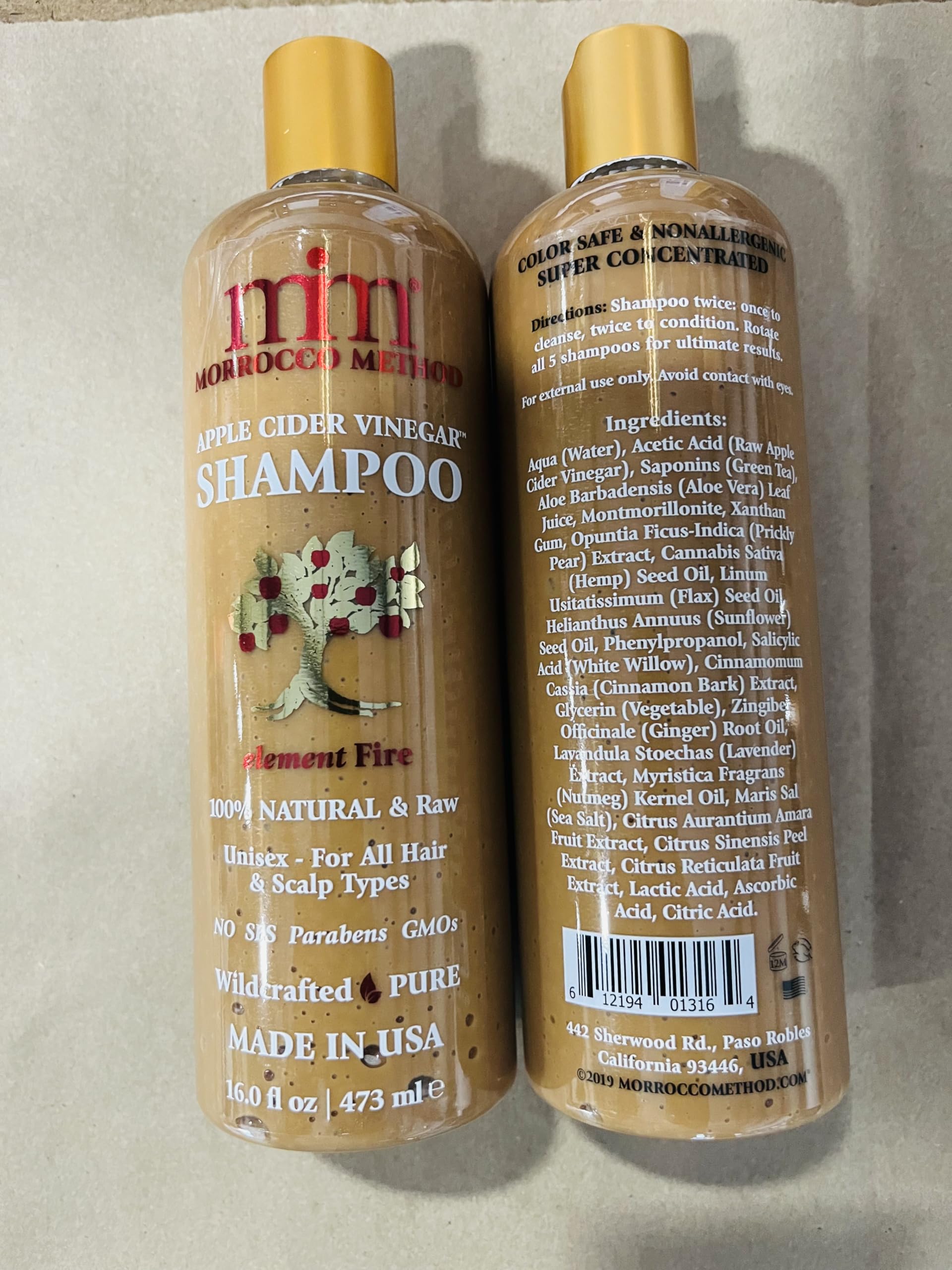 Morrocco Method Int'l Apple Cider Vinegar Shampoo packaging shows USA-made raw formula.