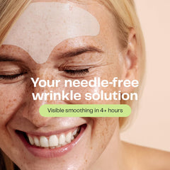 Morrow Beauty smoothing forehead wrinkles patches close-up on skin.