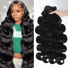 Mosari 18-inch body wave bundle close-up showing natural texture for versatile styling.
