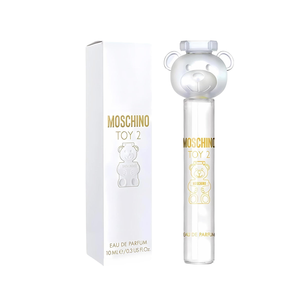 Moschino Toy 2 mini EDP bottle front, travel-ready design for on-the-go fragrance