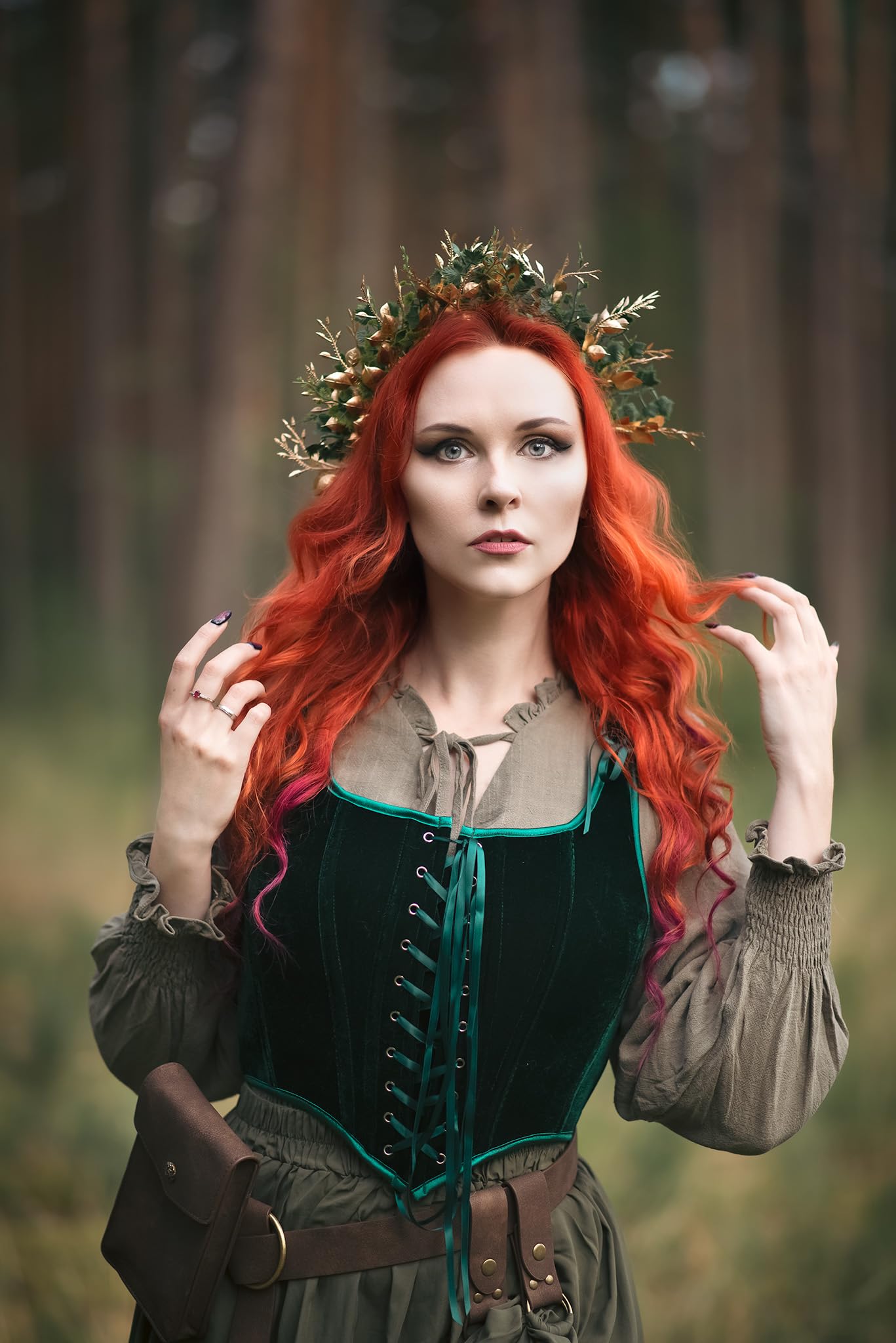 MOSTORY artisan flower crown closeup showcasing craftsmanship and lifelike petals