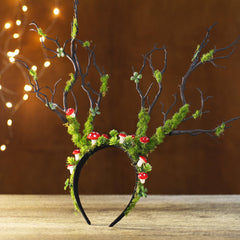 MOSTORY green mushroom branch headband suitable for parties and Renaissance events.