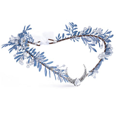 MOSTORY wedding moon crown with silver flowers for elegant outdoor bridal moments