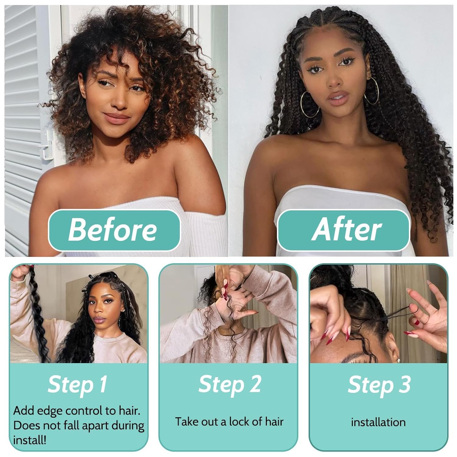 MOTFIN balayage ombre curly braiding hair for fashionable color transitions.