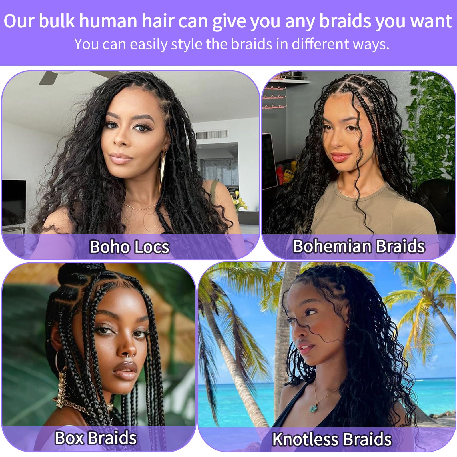 MOTFIN Brazilian Remy curly hair with smooth, silky finish.