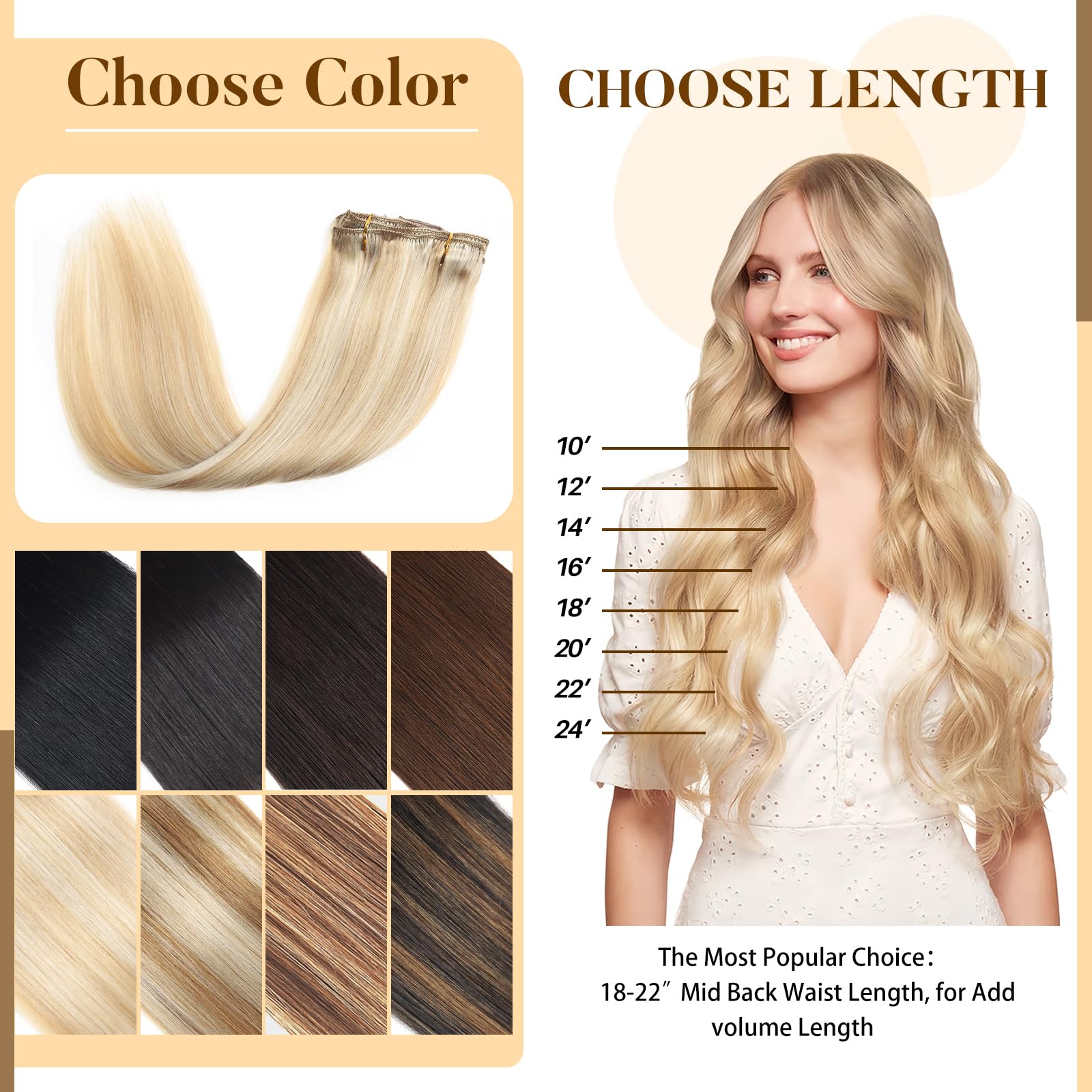 MOTFIN model wearing clip-in extensions for instantly fuller hair.