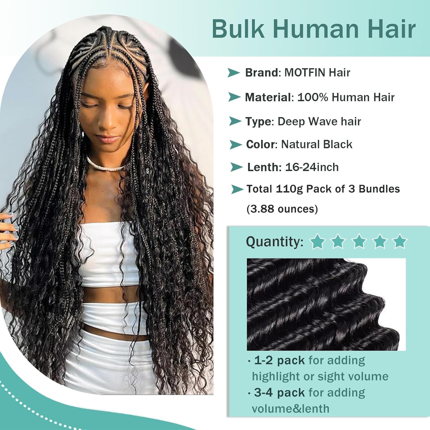 MOTFIN natural color ombre highlights braiding hair for customized looks.