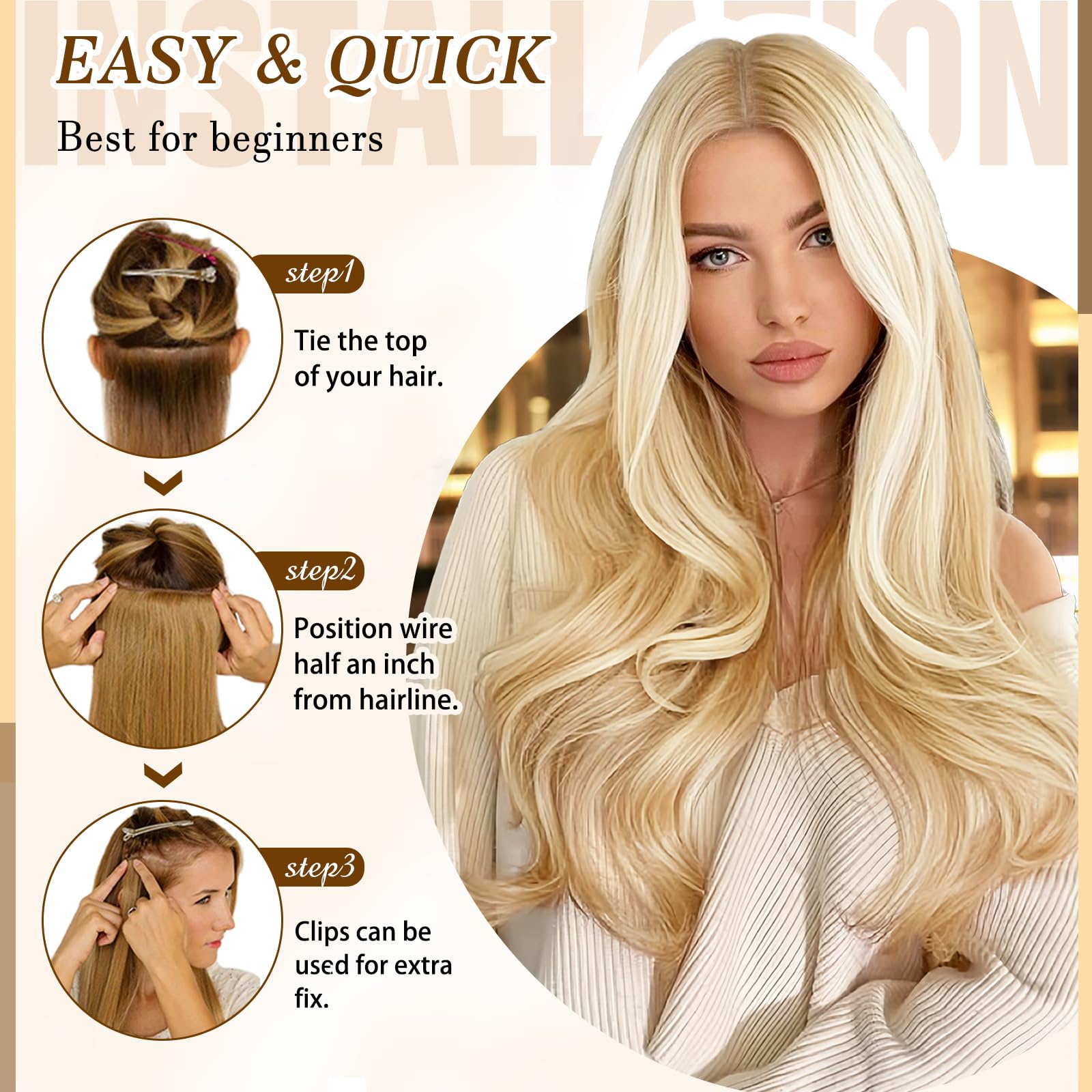 MOTFIN silicone-backed clips secure extensions gently on the scalp.