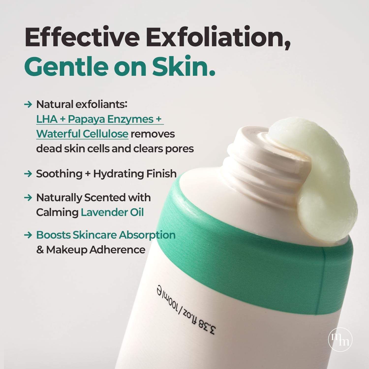 MOTHER MADE LHA exfoliating gel finger application demonstrates soft texture