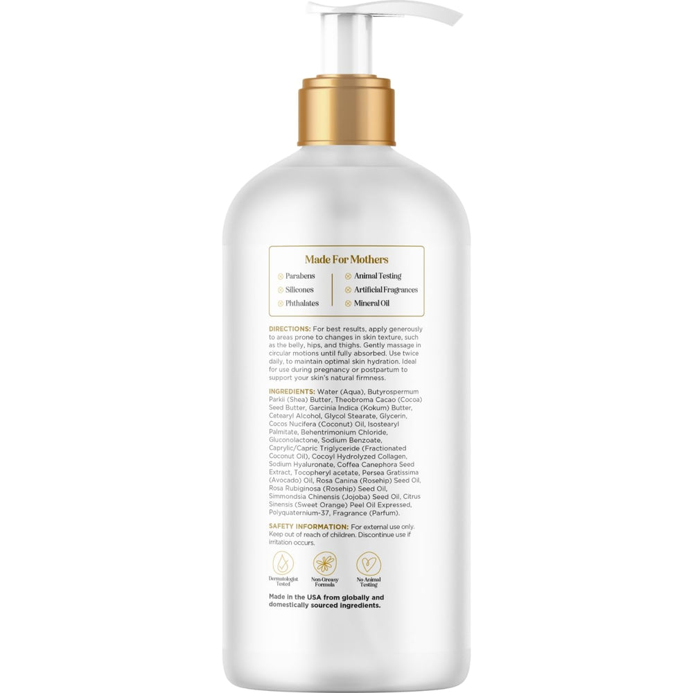 Mother Moon firming lotion texture reveals creamy consistency for skin elasticity