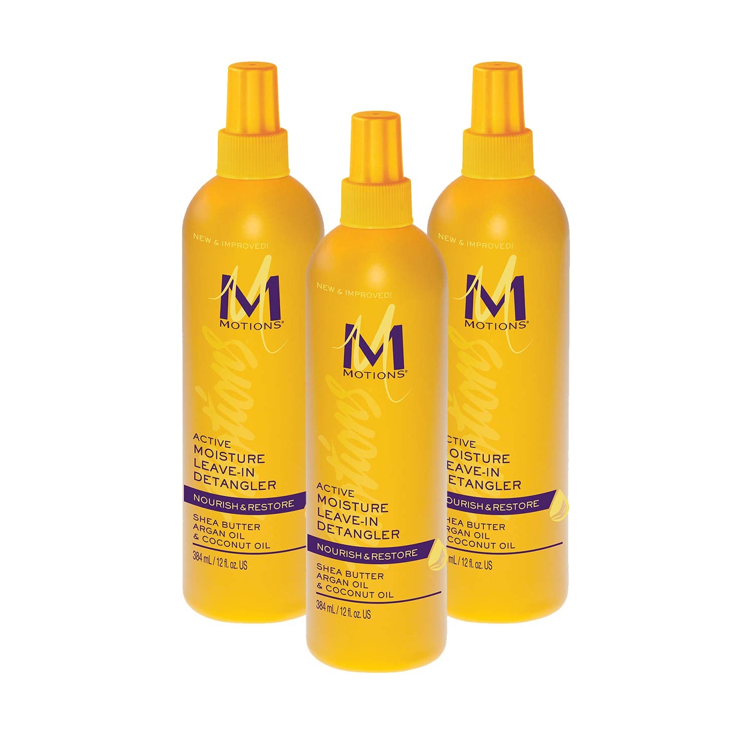 Motions Active Moisture Leave-In Detangler bottle front view for detangling and nourishment.