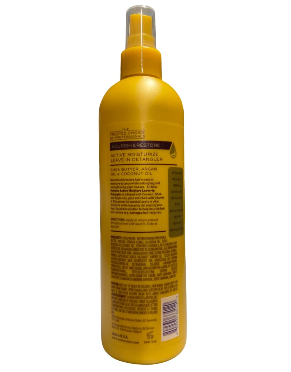 Motions Leave-In Detangler bottle showing easy 3 step application for knot free hair