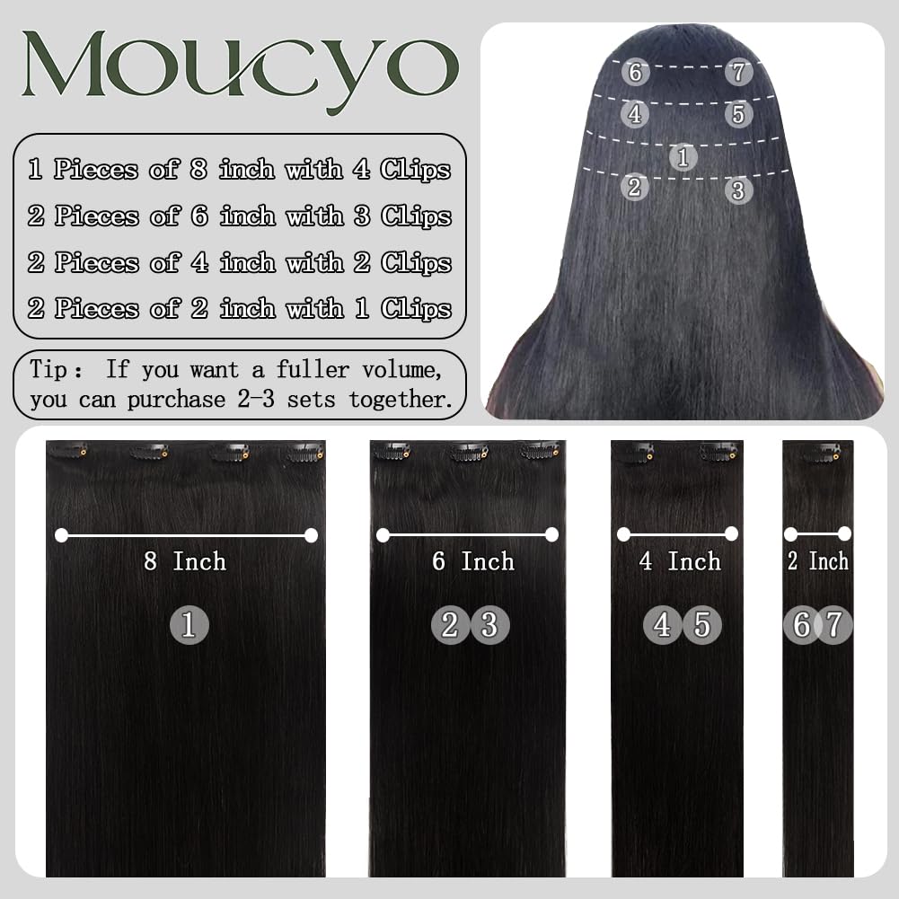 Remy Brazilian hair clip-in extensions with natural texture and shine.