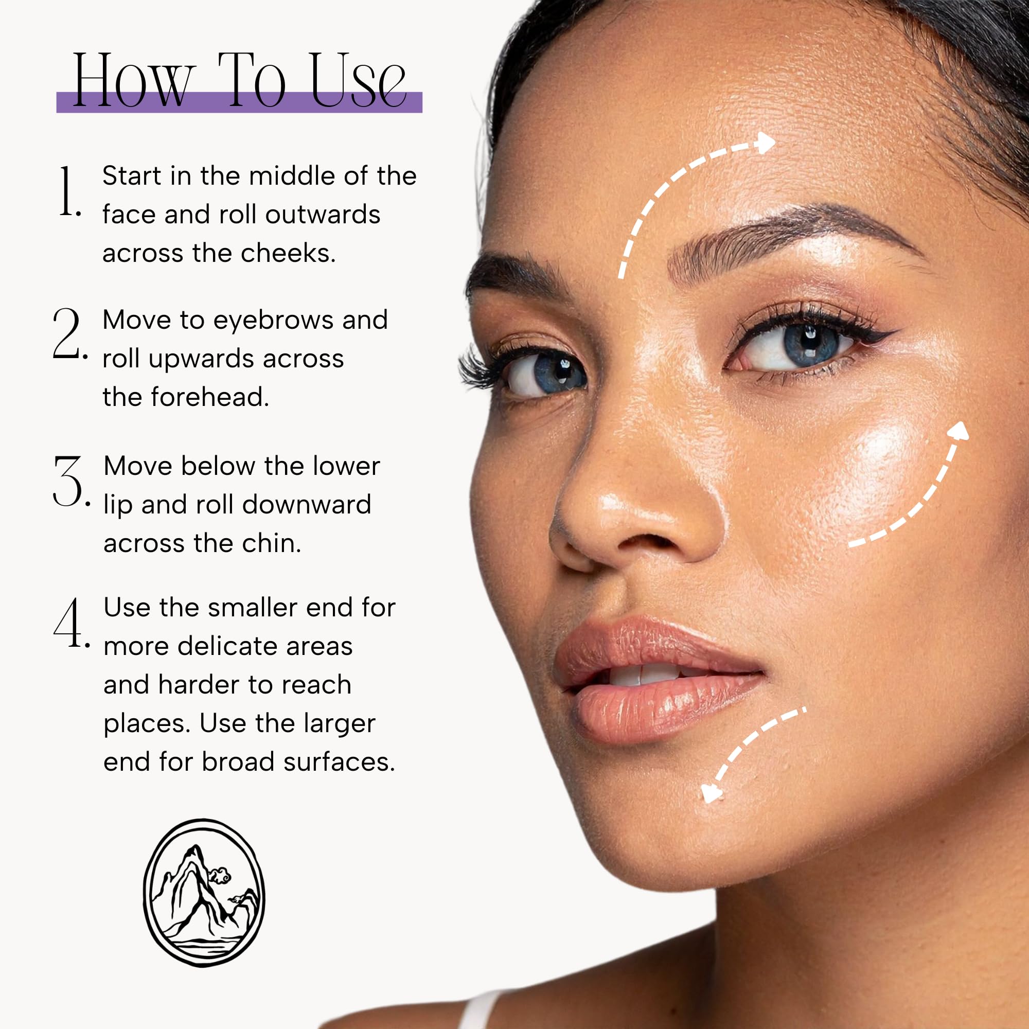 Mount Lai Amethyst Roller on irritated skin for calming relief