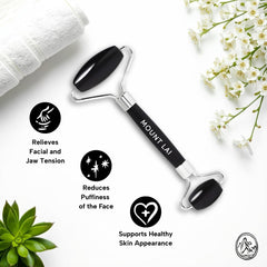 Mount Lai Black Obsidian Roller purifies skin and supports a clear-looking complexion