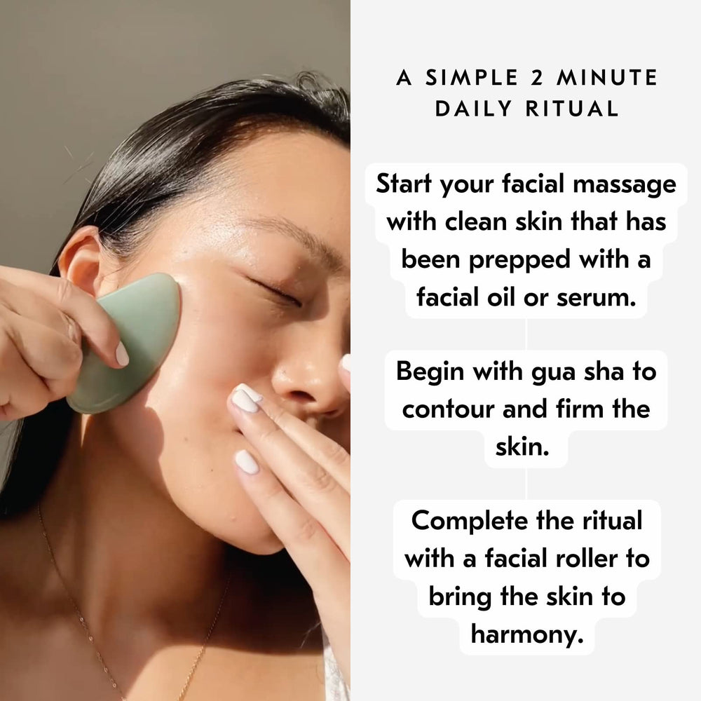 Mount Lai jade roller and gua sha set on a clean surface.