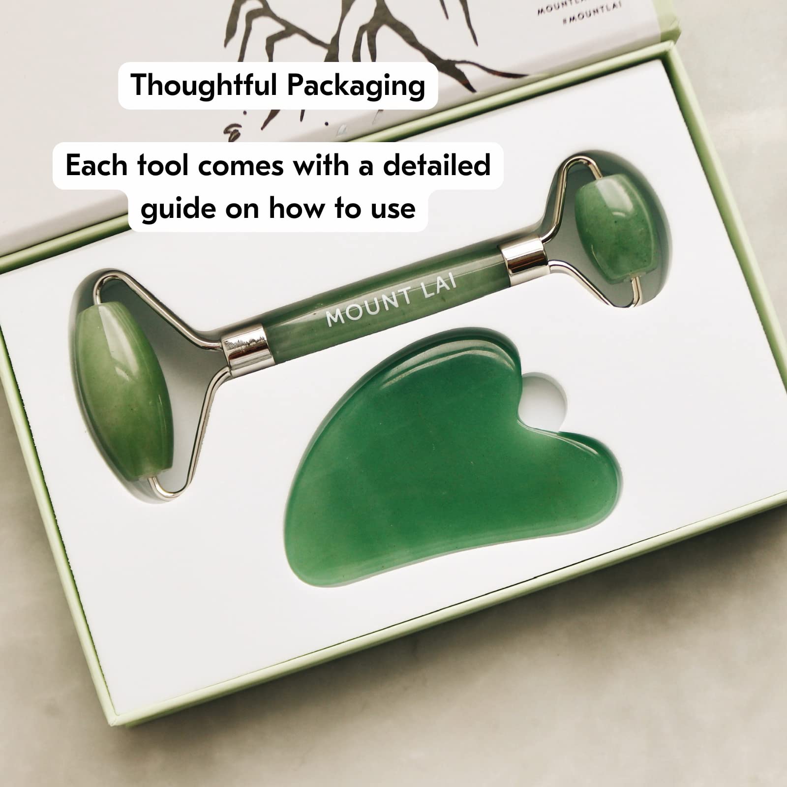 Mount Lai jade roller cooling for anti-aging routines.