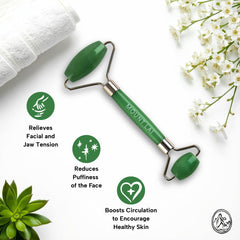 Mount Lai jade roller showcasing cooling sensation for soothing skin.