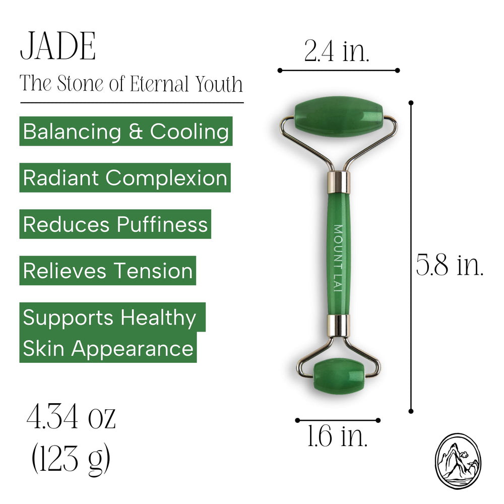 Mount Lai jade roller used under the eyes to ease tension.